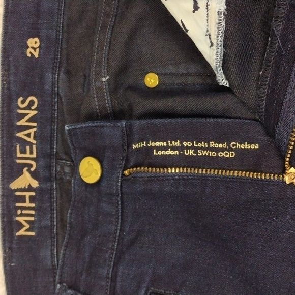 MiH Jeans The Oslo Blue Kara Dark Wash Four Pocket Mid Rise Long Slim Leg Jean - Picture 6 of 14